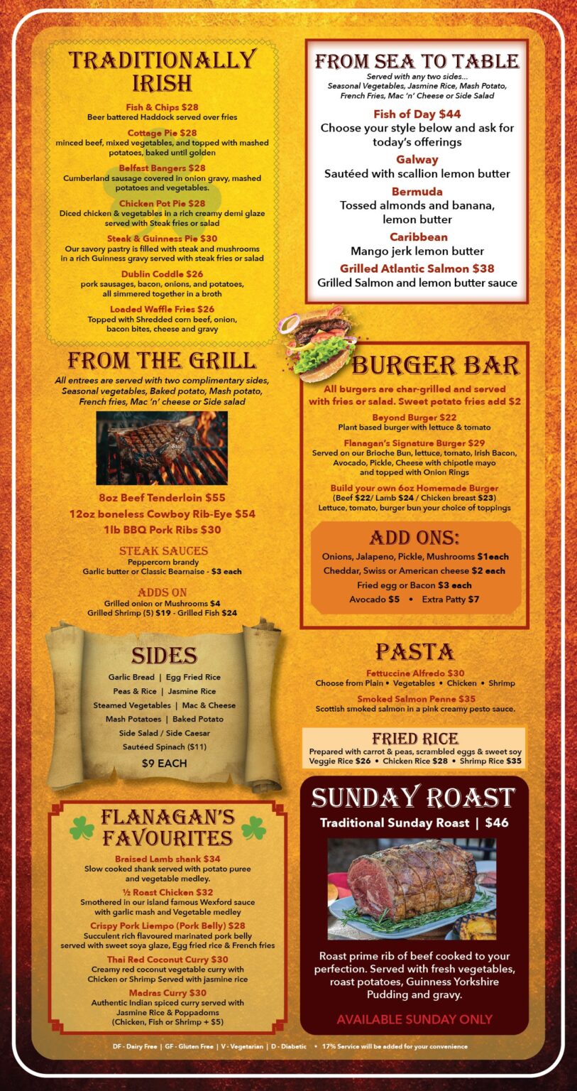Menu – Flanagans